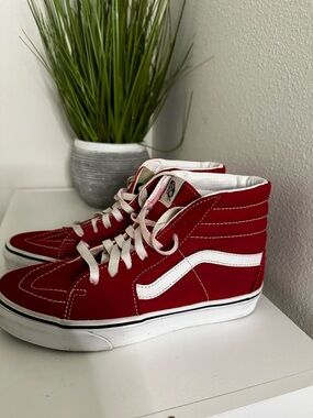 Vans Red & White High-Top Sneakers